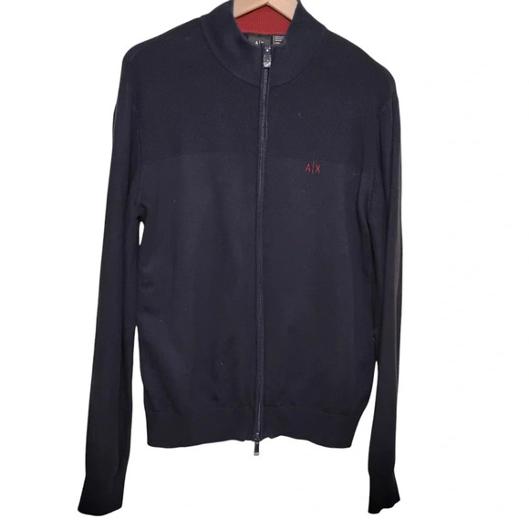 Armani Exchange Navy Blue Zip Up Cardigan, Large - Picture 1 of 9